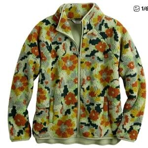 Sonoma Good for Life Hippie Boho Cottage Floral Zip Front Teddy Sherpa Jacket Lg